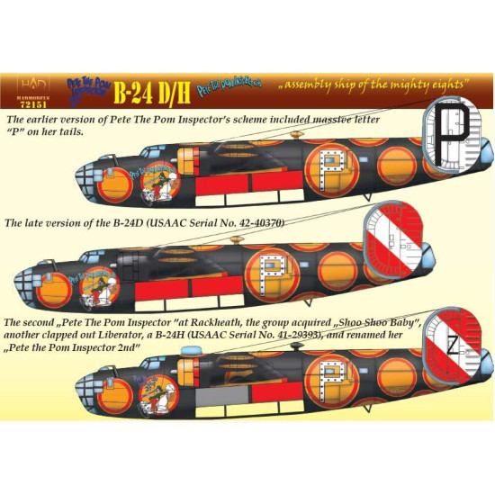 Had Models 72151 1/72 Decal For B-24d /H Pete The Pom Inspector 3