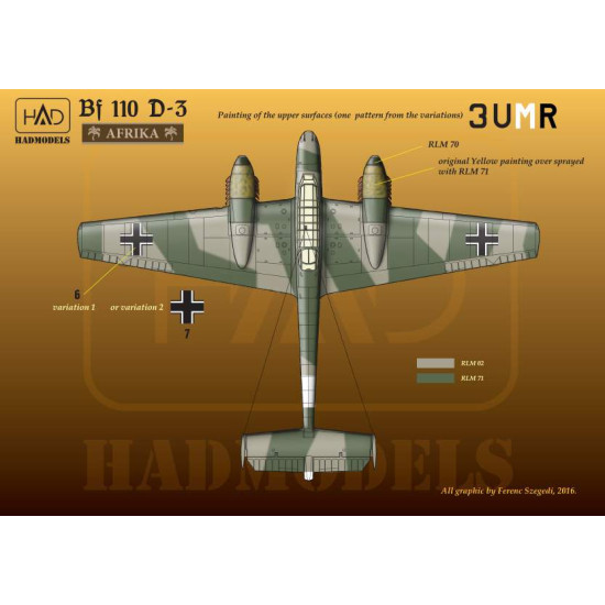 Had Models 72152 1/72 Decal For Messerschmitt Bf 110 D-3 Afrika Part 1