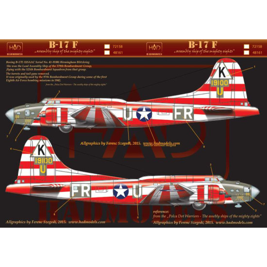 Had Models 72156 1/72 Decal For B-17f Spotted Cow Usaf Accessories Kit