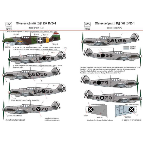 Had Models 72166 1/72 Decal For Bf 109 B/D Accessories Kit Had Models 72166 1/72 Decal For Bf 109 B/D Accessories Kit