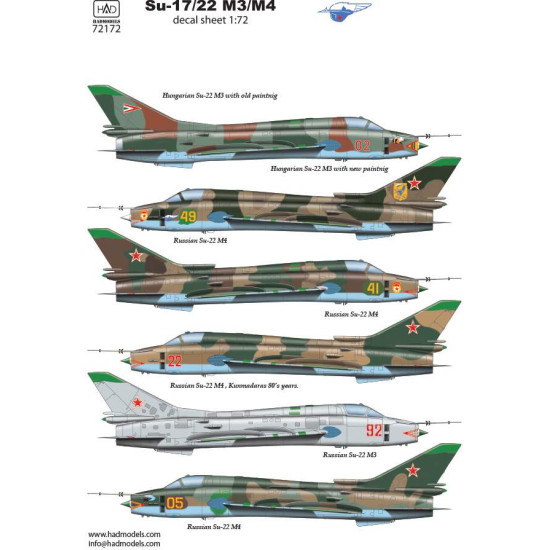 Had Models 72172 1/72 Decal For Su-17 / 22 M3/M4 Accessories Kit