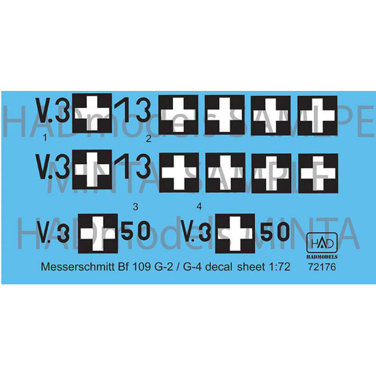 Had Models 72176 1/72 Decal For Messerschmitt Bf 109 G-2/G-4 Accessories Kit