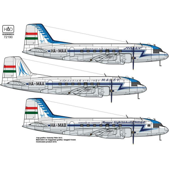 Had Models 72190 1/72 Decal For Il-14m Hungarina Air Liner / Air Transport