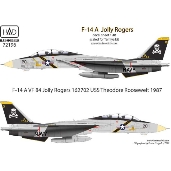 Had Models 72196 1/72 Decal For F-14a Vf-84 Jolly Rogers Accessories Kit