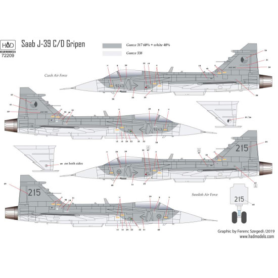 Had Models 72209 1/72 Decal For Jas-39 Gripen Tigermeet Accessories Kit