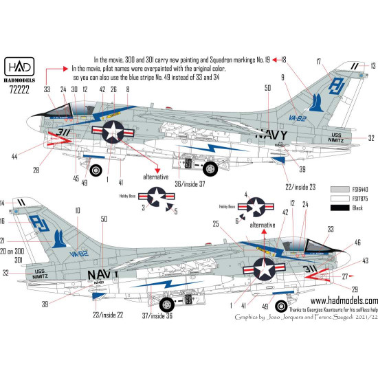 Had Models 72222 1/72 Decal For Ra-5c Vigilante Uss Nimitz 1978 Accessories