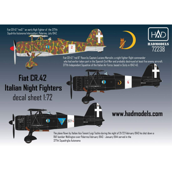 Had Models 72238 1/72 Decal For Cr-42 Italian Night Figthers Accessories Kit