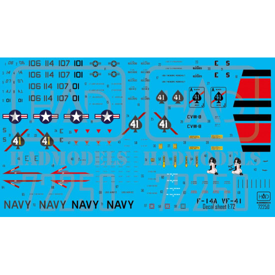 Had Models 72250 1/72 Decal For F-14a Black Aces The Final Countdown