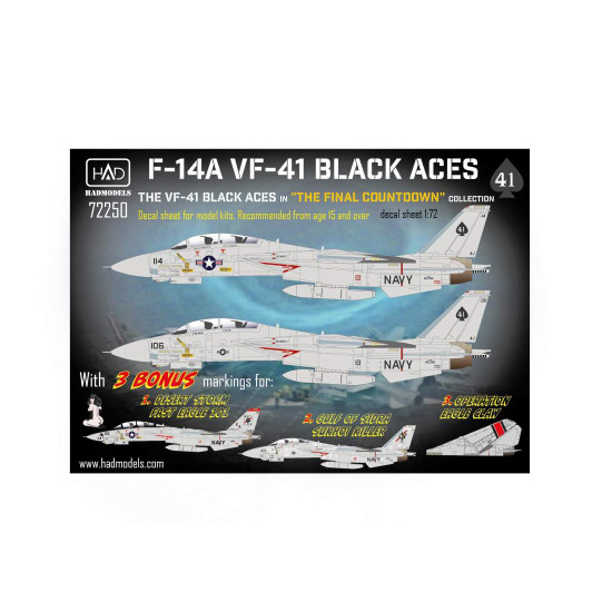 Had Models 72250 1/72 Decal For F-14a Black Aces The Final Countdown