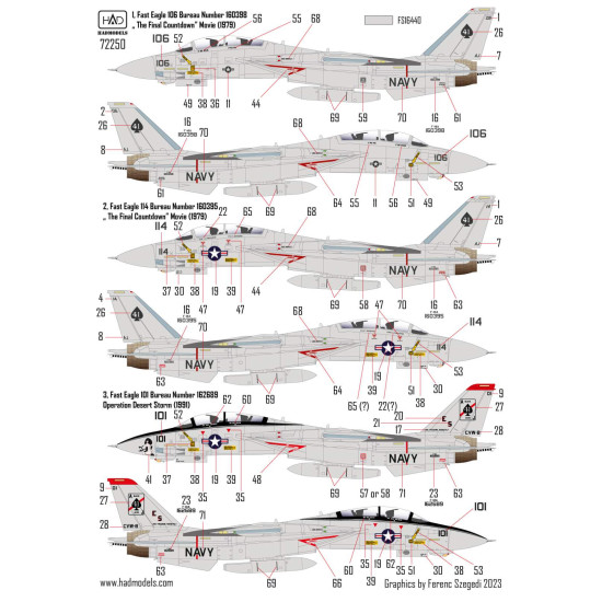 Had Models 72250 1/72 Decal For F-14a Black Aces The Final Countdown