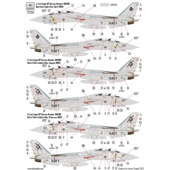 Had Models 72250 1/72 Decal For F-14a Black Aces The Final Countdown