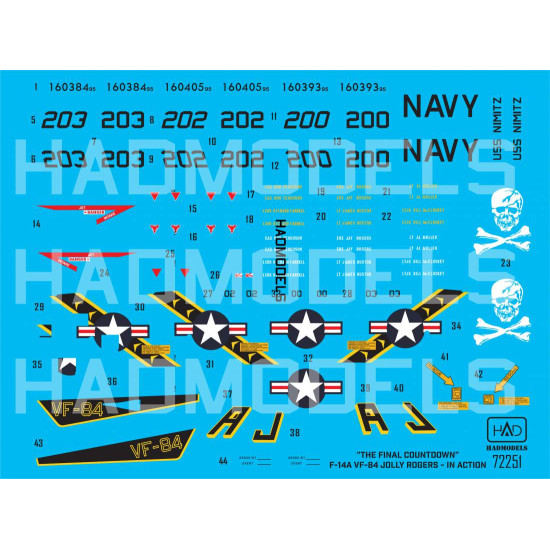 Had Models 72251 1/72 Decal For F-14a Jolly Rogers The Final Countdown In Action