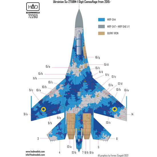 Had Models 72260 1/72 Decal For Su-27 Ub Ukrainian Digital Camouflage