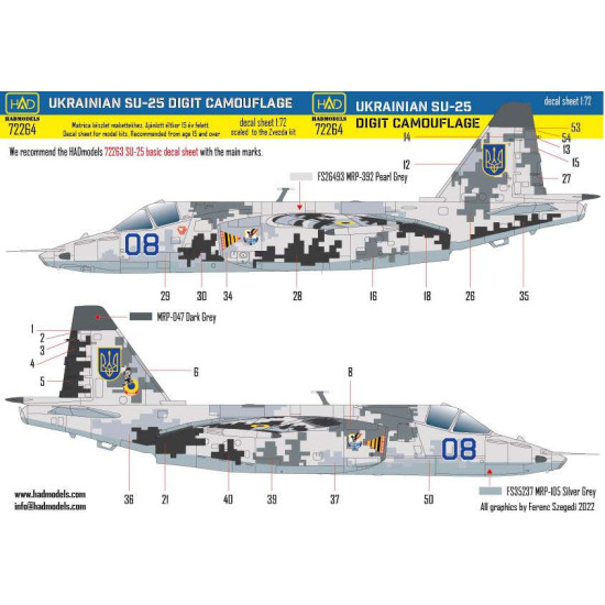 Had Models 72264 1/72 Decal For Su-25 Ukrainian Digit Camouflage Part1