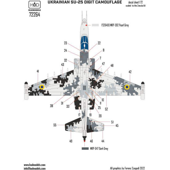 Had Models 72264 1/72 Decal For Su-25 Ukrainian Digit Camouflage Part1