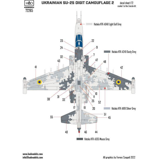 Had Models 72265 1/72 Decal For Su-25 Ukrainian Digit Camouflage Part 2