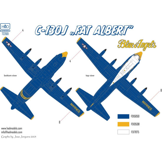 Had Models 72269 1/72 Decal For C-130j Hercules Fat Albert Blue Angels