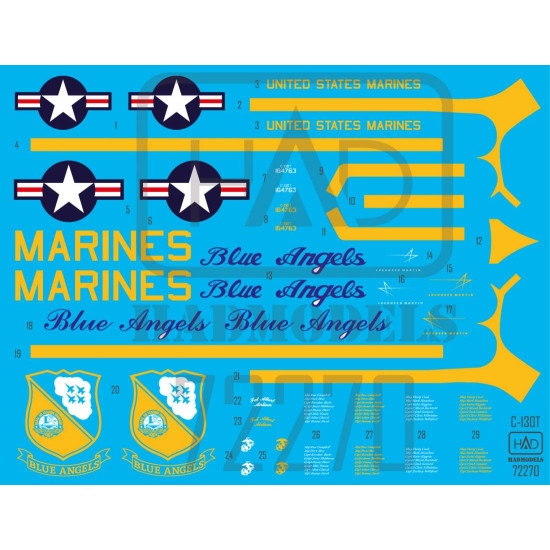 Had Models 72270 1/72 Decal For C-130t Fat Albert Blue Angels