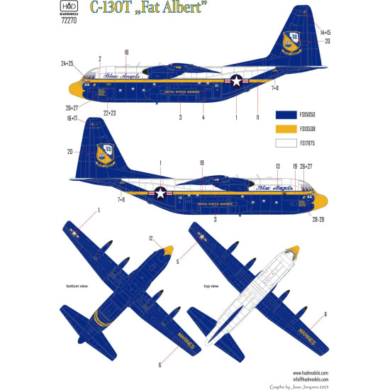 Had Models 72270 1/72 Decal For C-130t Fat Albert Blue Angels