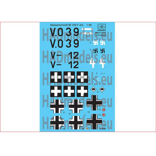 Had Models 48087/2018 1/48 Decal For Messerschmitt Bf 109 F-4/B Part Ii