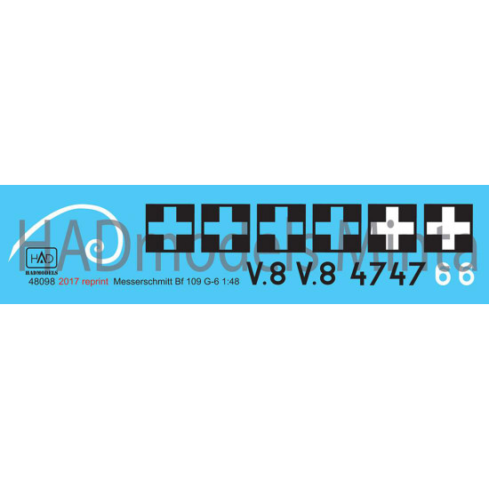 Had Models 48098 1/48 Decal For Messerschmitt Bf 109 G-6 Accessories Kit