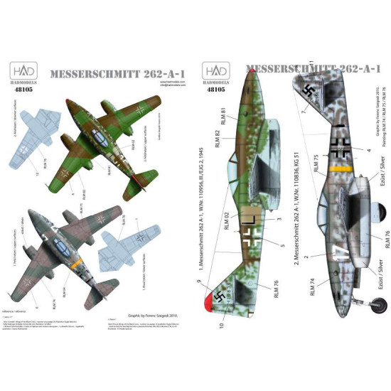 Had Models 48105 1/48 Decal For Messerschmitt Me 262 A-1 Luftwaffe Black L White 17
