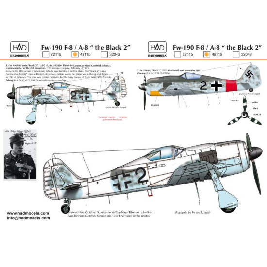 Had Models 48115 1/48 Decal For Fw-190 F-8 / A-8 Luftwaffe Black 2