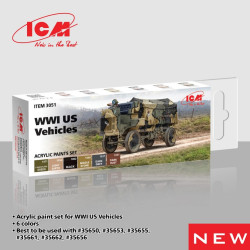 Icm 3051 Wwi Us Vehicles For Acrylic Paint Set 6 Pcs In Kit