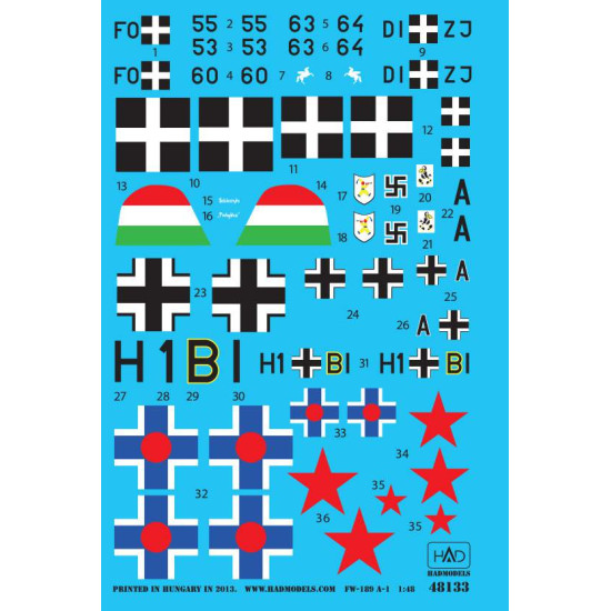 Had Models 48133 1/48 Decal For Fw 189 Accessories For Aircraft