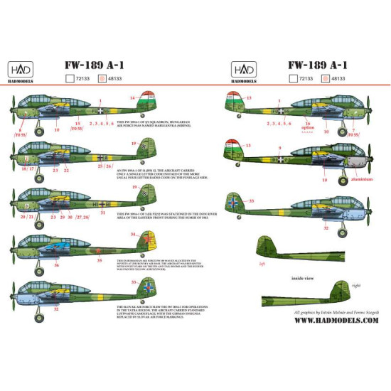Had Models 48133 1/48 Decal For Fw 189 Accessories For Aircraft