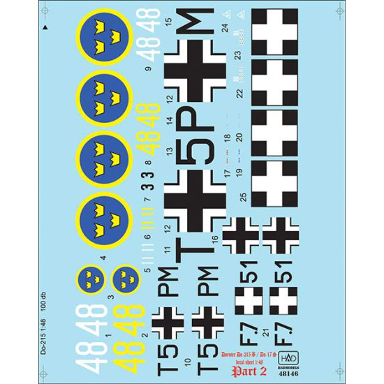 Had Models 48146 1/48 Decal For Dornier Do-215 B-4 / Do-17s Hungarian Swedish German