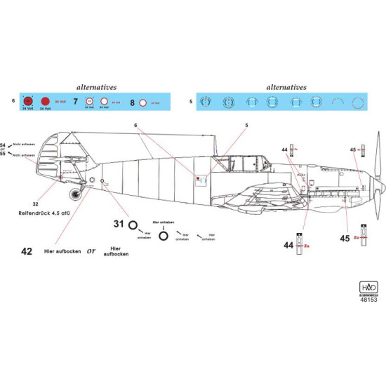 Had Models 48153 1/48 Decal For Bf 109 E Full Stencil Matrica Accessories Kit