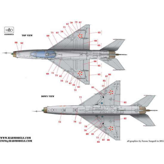 Had Models 48157 1/48 Decal For Mig-21 Um Hunaf Stencils For Ddr And Silver