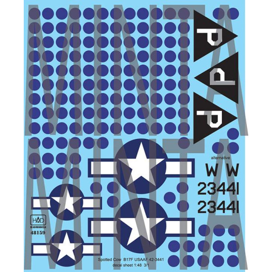 Had Models 48159 1/48 Decal For B-17f Spotted Cow Usaaf Accessories Kit