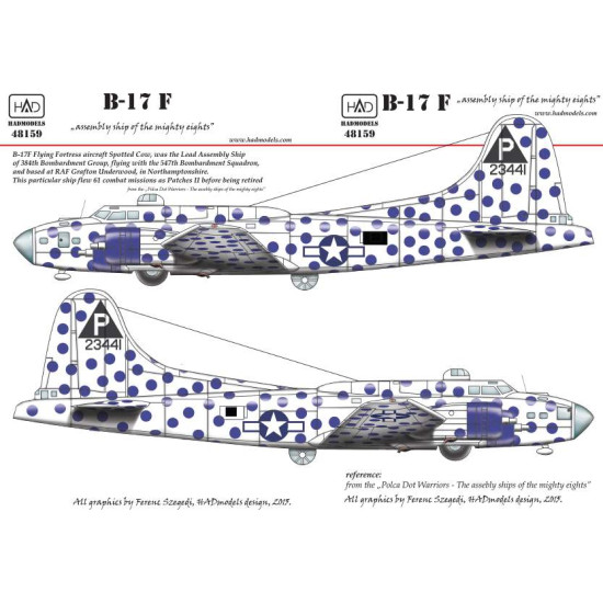 Had Models 48159 1/48 Decal For B-17f Spotted Cow Usaaf Accessories Kit