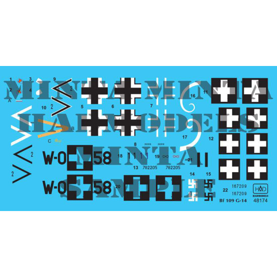 Had Models 48174 1/48 Decal For Messerschmitt Bf 109 G-14 Accessories Kit