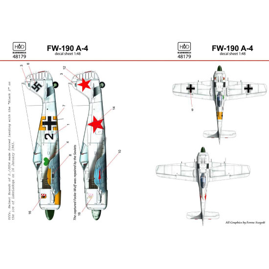 Had Models 48179 1/48 Decal For Fw 190 A-4 Black 2 Jg54 Soviet Captured Painting