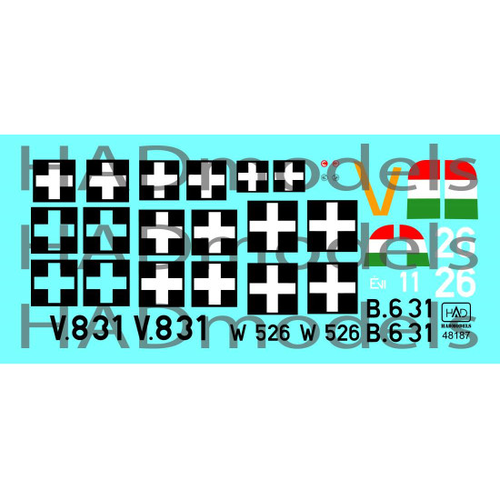 Had Models 48187 1/48 Decal For Fw 190 F-8 Bf 109 G-6 Ju-87 D-5 V8 31 B6 31 Evi W 526