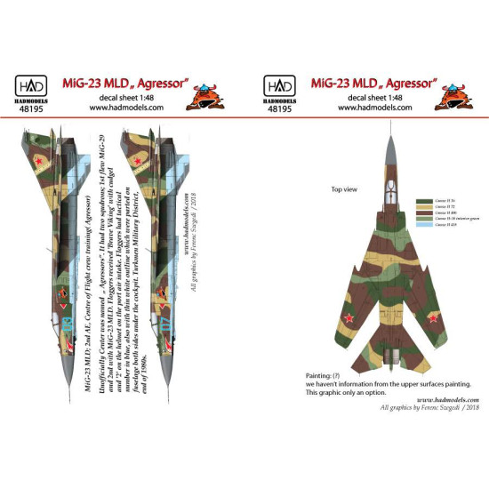 Had Models 48195 1/48 Decal For Mig-23 Mld Agressors 07 03 Top Gun