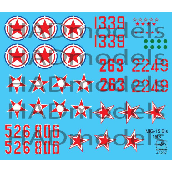 Had Models 48207 1/48 Decal For Mig-15 Bis North Core Soviet Hungarian