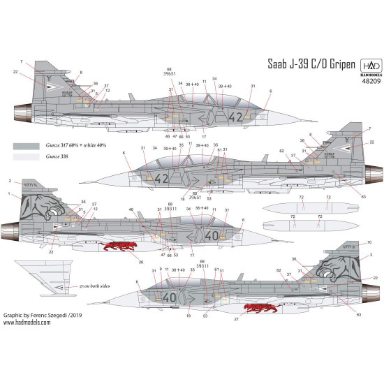 Had Models 48209 1/48 Decal For Jas 39 Gripen Tigermeet Accessories Kit