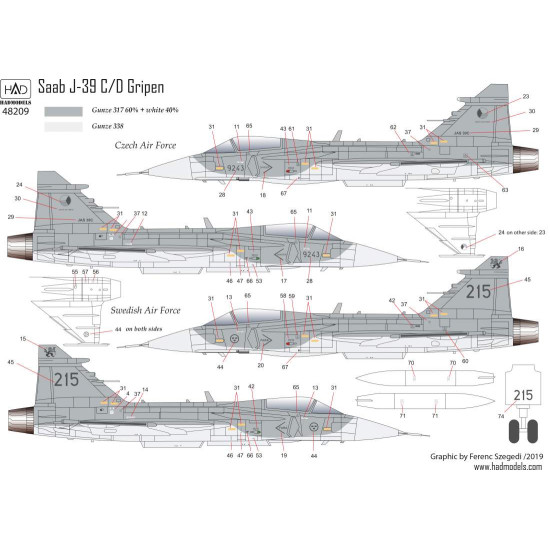 Had Models 48209 1/48 Decal For Jas 39 Gripen Tigermeet Accessories Kit