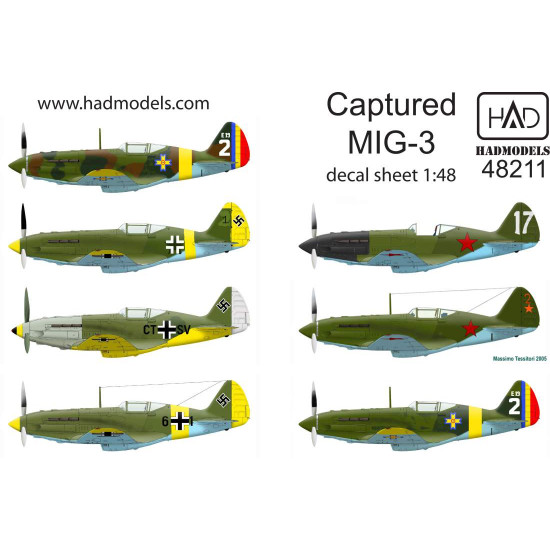 Had Models 48211 1/48 Decal For Captured Mig-3 Accessories Kit