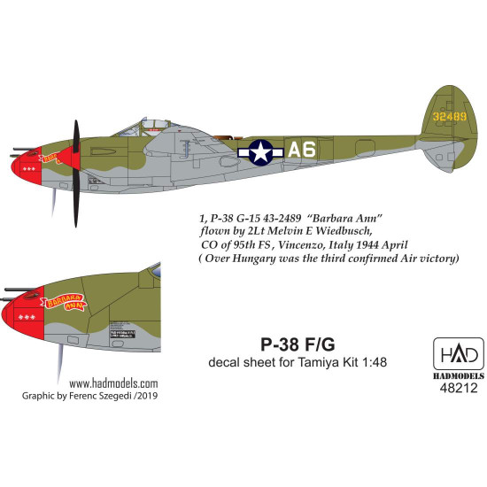 Had Models 48212 1/48 Decal For P-38 F/G For Tamiya Kit Above Europe Accessories