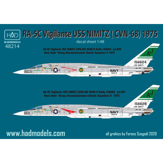 Had Models 48214 1/48 Decal For Ra-5c Vigilante / Uss Nimitz Accessories