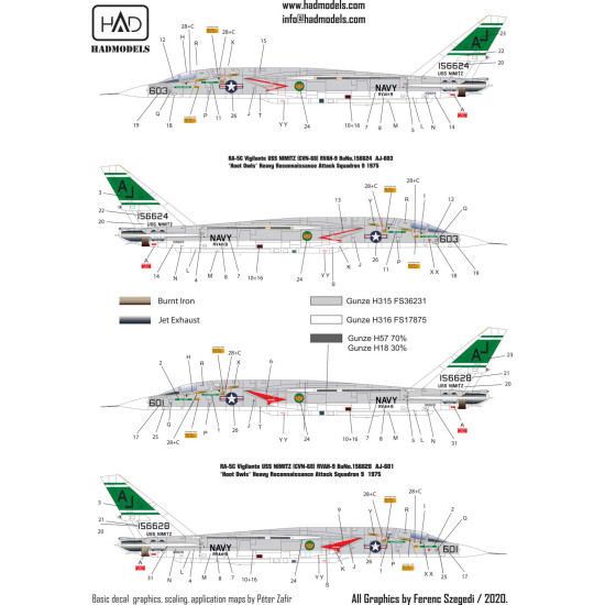 Had Models 48214 1/48 Decal For Ra-5c Vigilante / Uss Nimitz Accessories