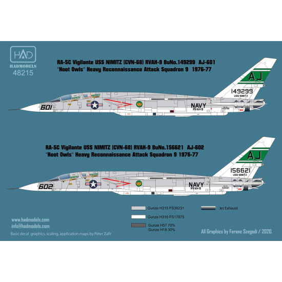 Had Models 48215 1/48 Decal For Ra-5c Vigilante / Uss Nimitz Accessories