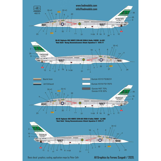 Had Models 48215 1/48 Decal For Ra-5c Vigilante / Uss Nimitz Accessories