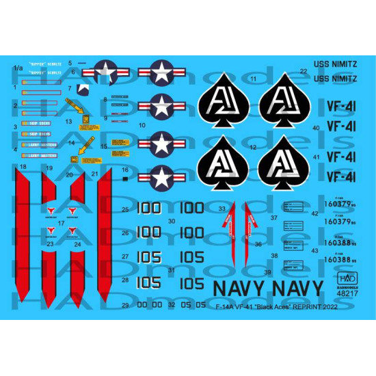 Had Models 48217 1/48 Decal For F-14a Black Aces/ Uss Nimitz Accessories