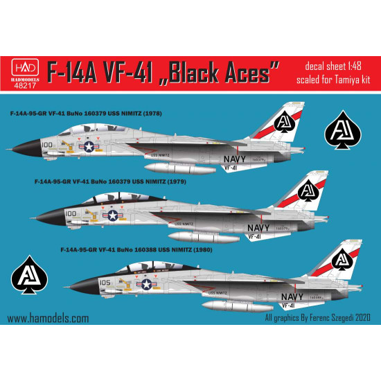 Had Models 48217 1/48 Decal For F-14a Black Aces/ Uss Nimitz Accessories